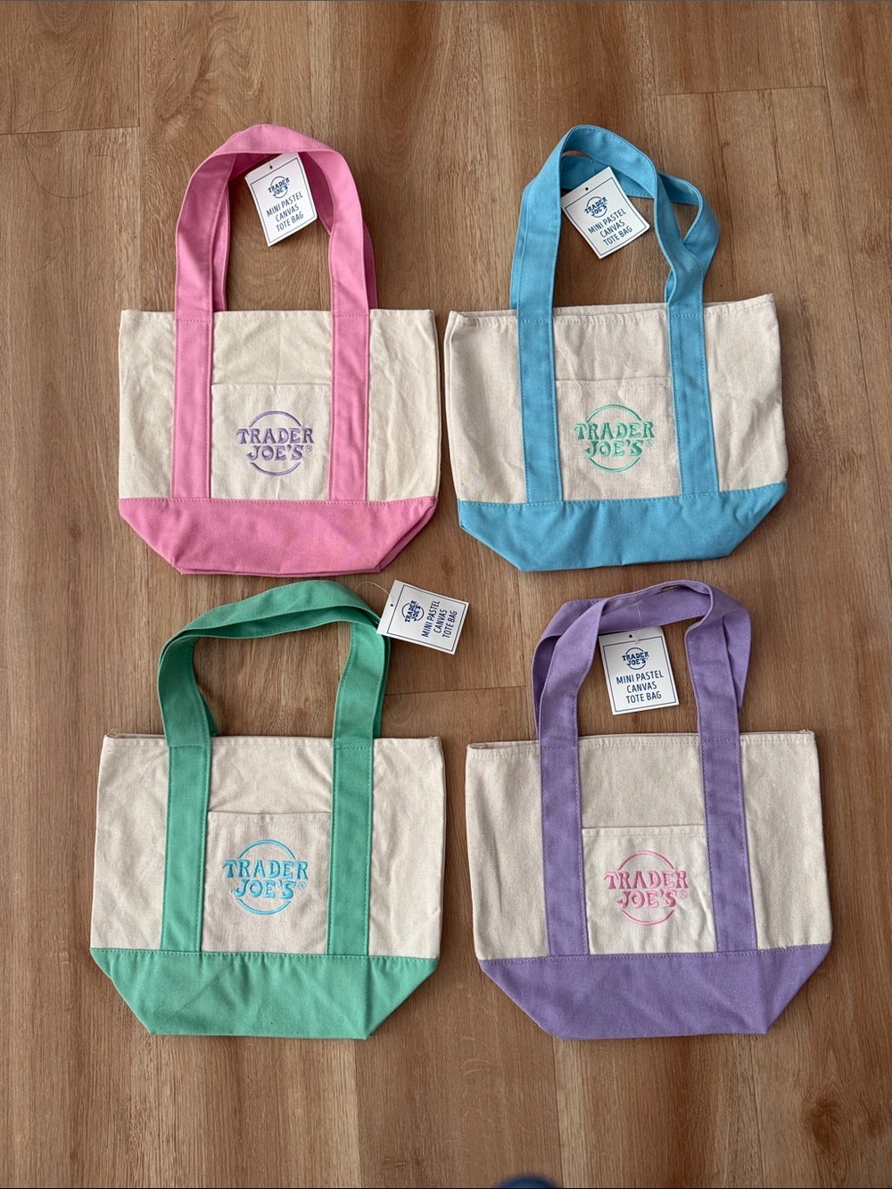 Trader Joe's Mini Canvas Tote Bags - Set of 4